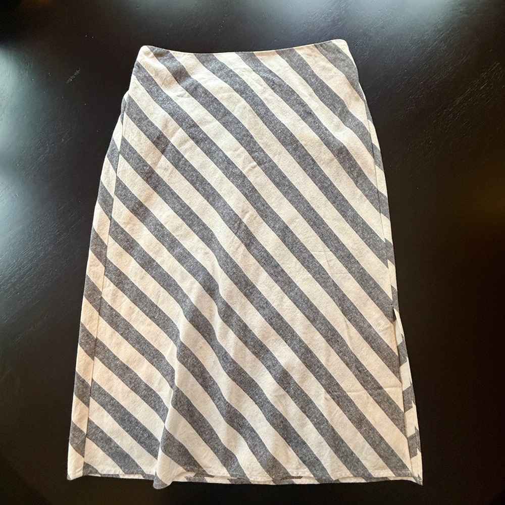 J Crew Striped A-Line Women’s Skirt - Dark Gray and Cream